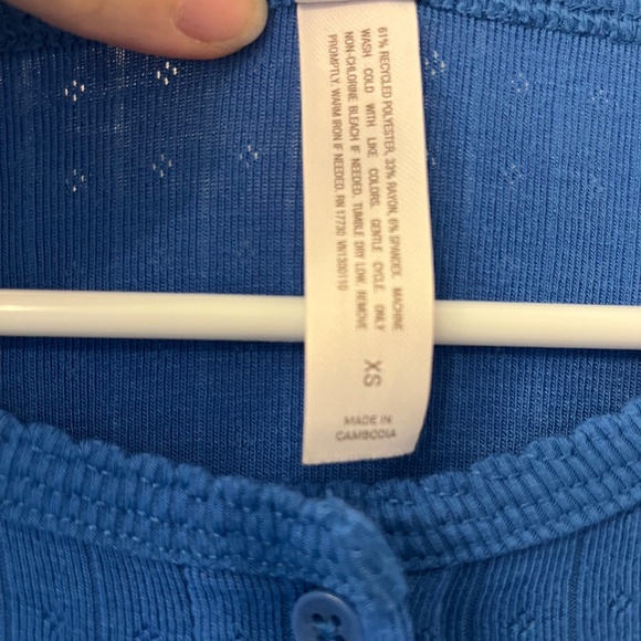 Auden Pointelle Blue Button Up Cardigan - Picture 5 of 5